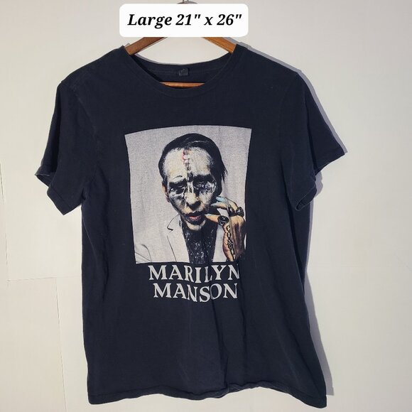 Marilyn Manson Graphic Black Large Band T-Shirt - Picture 1 of 5
